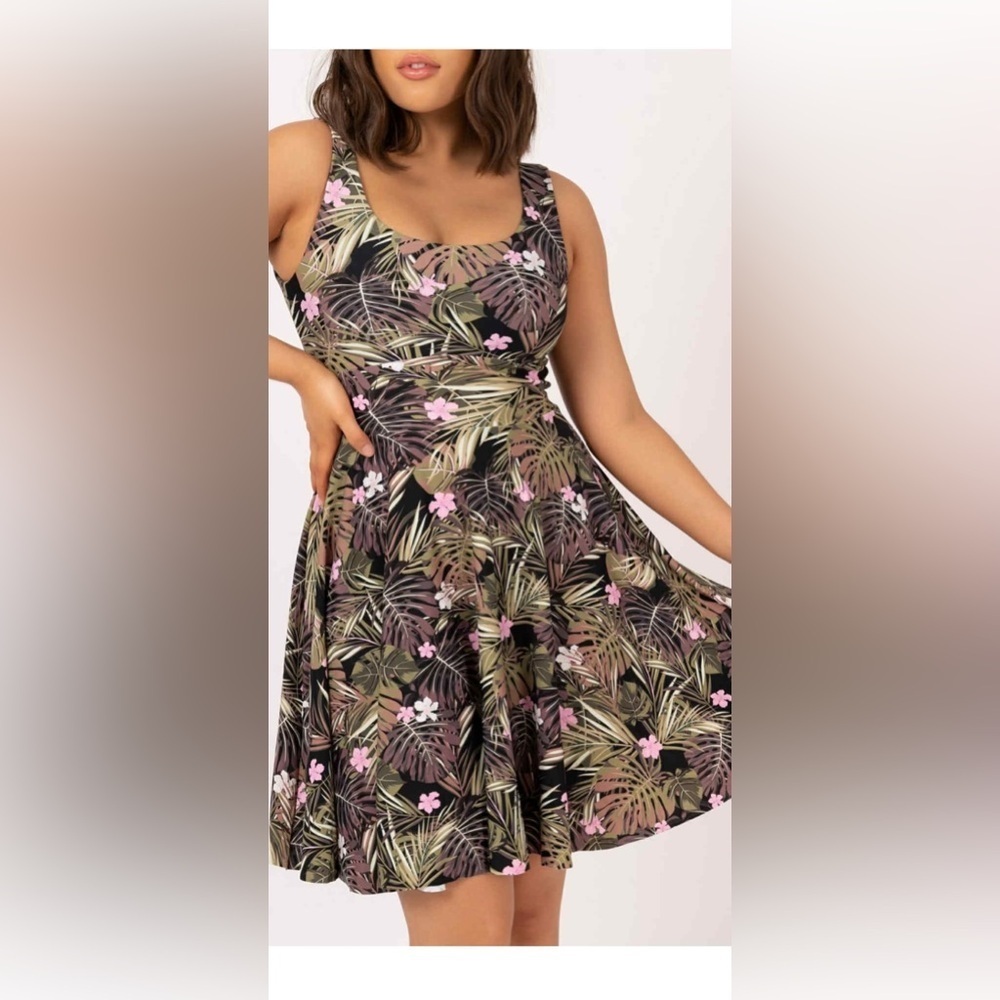 ExoticAthletica Silky Scoop Neck Comfort Crop Mini Dress in FranPan Jungle